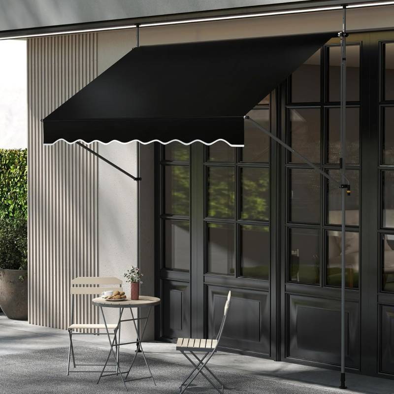 Klemmmarkise ohne Bohren mit Handkurbel Höhenverstellbare & UV-beständige 250 cm Schwarz von Costway