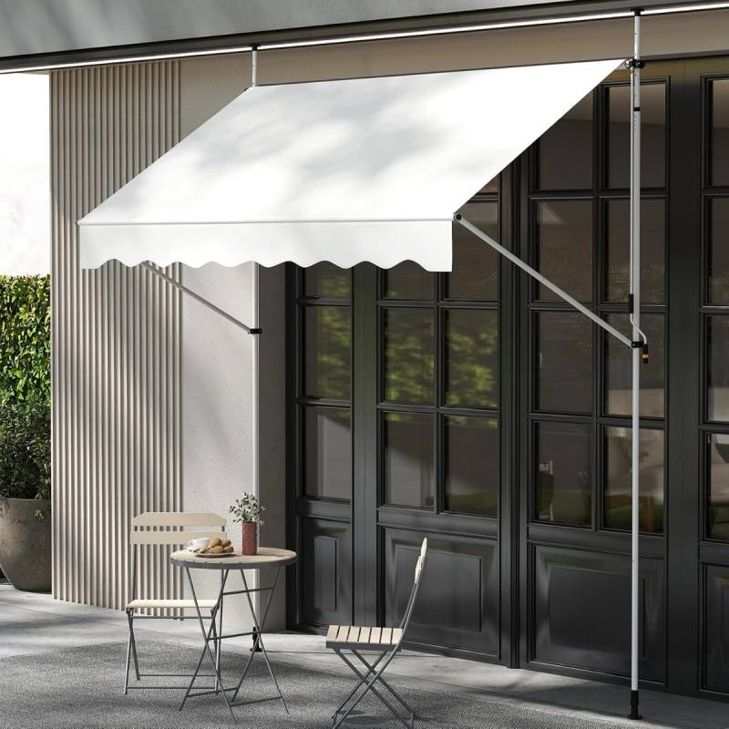 Klemmmarkise ohne Bohren mit Handkurbel Höhenverstellbare & UV-beständige 250 cm Weiß von Costway