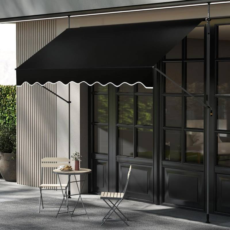 Klemmmarkise ohne Bohren mit Handkurbel Höhenverstellbare & UV-beständige 300 cm Schwarz von Costway