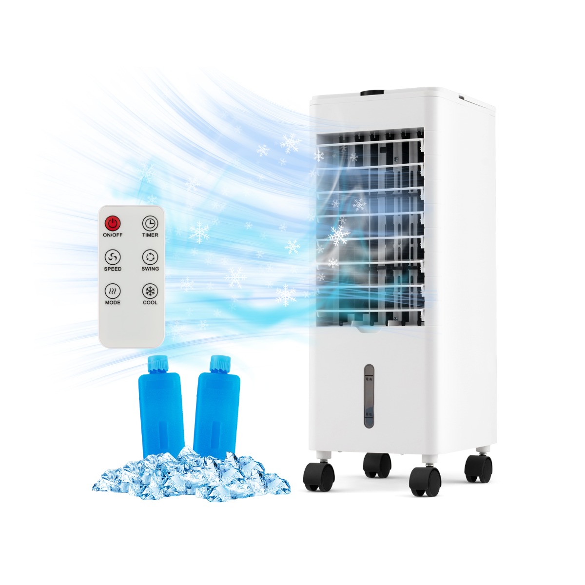Klimaanlage ohne Abluftschlauch 3 in 1 Luftkühler & Ventilator & Luftbefeuchter mit 3 Modi & 12H Timer Weiß von Costway