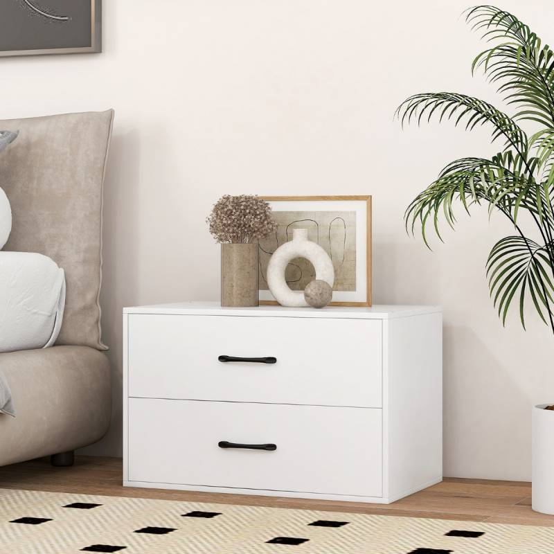 Kommode mit 2 Schubladen Schubladenschrank stapelbar Sideboard aus Holz 60 x 34 x 38 cm Weiß von Costway
