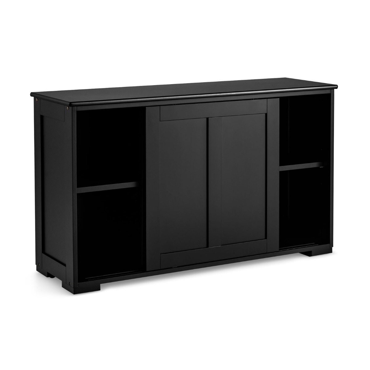 Küchenschrank Stapelbarer Buffetschrank mit Schiebetüren Antiker Schrank mit Regal Schwarz von Costway