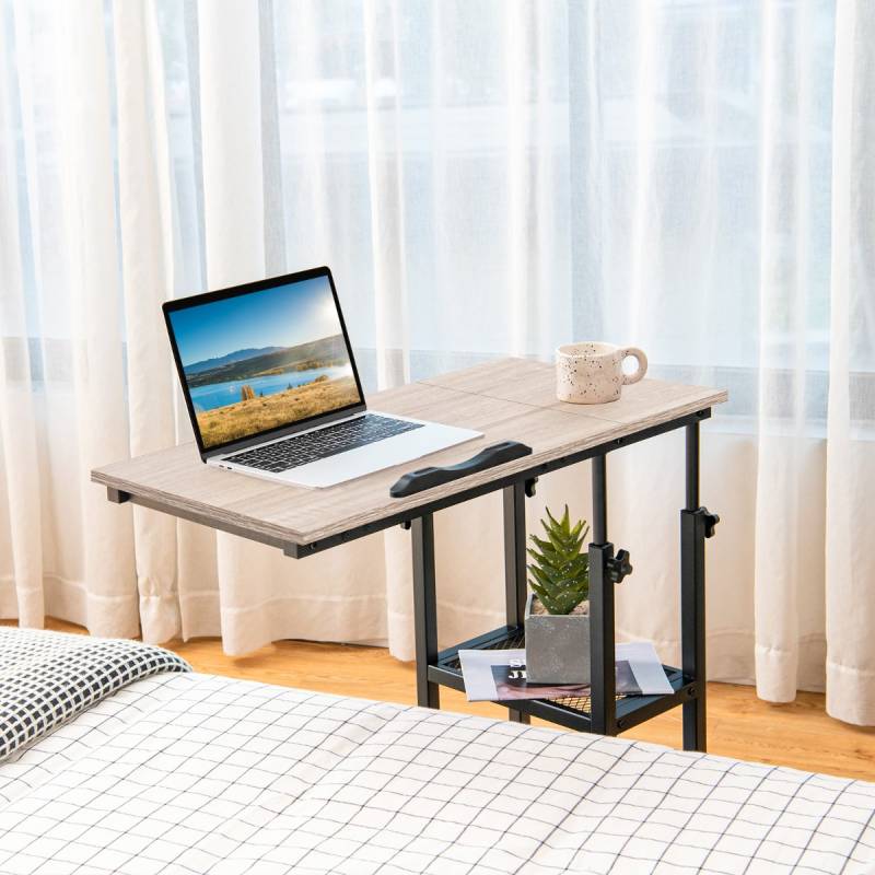 Laptoptisch mit Lagerung Beistelltisch mit Höhen- & Neigungsverstellbar 80 x 40 x 95 cm Natur von Costway