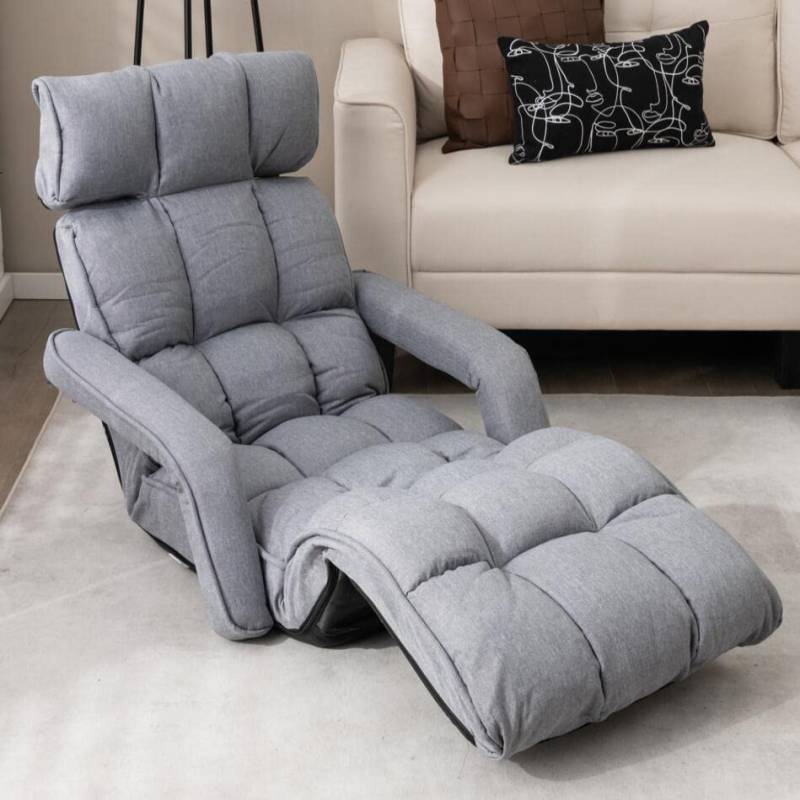 Liegestuhl Klappbares Schlafsofa mit 6 Verstellbaren Positionen 72 x 61 x 46,5 cm Grau von Costway