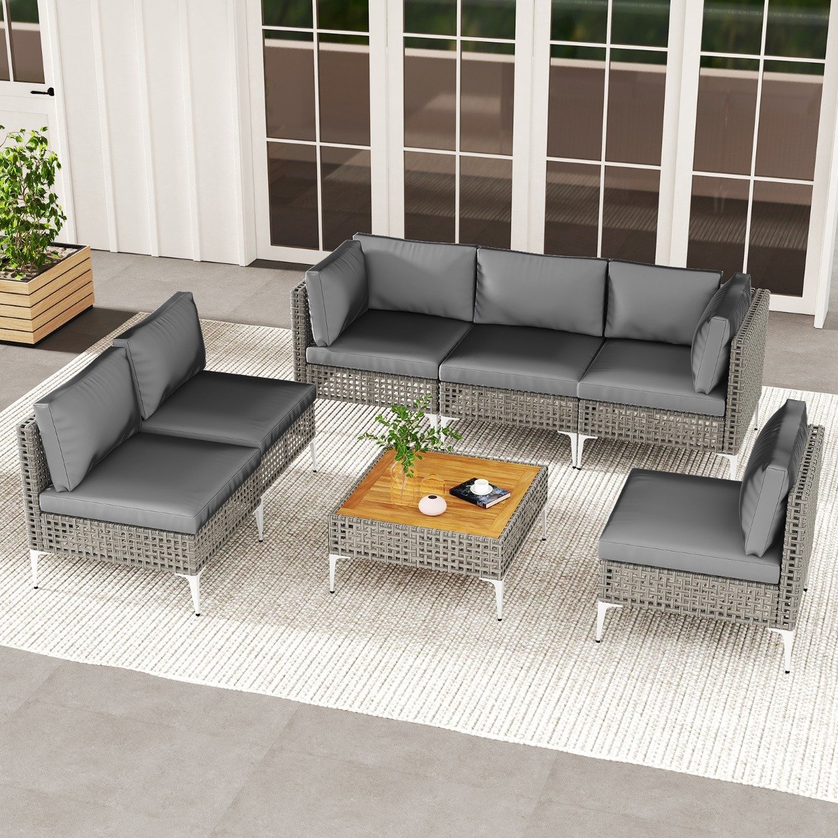 Lounge Möbel Outdoor Rattan Gartenlounge mit Tisch und Kissen frei kombinierbar Gartenmöbel Set Lounge Möbel Outdoor Rattan Gartenlounge mit Tisch und Kissen frei kombinierbar Gartenmöbel Set von Costway