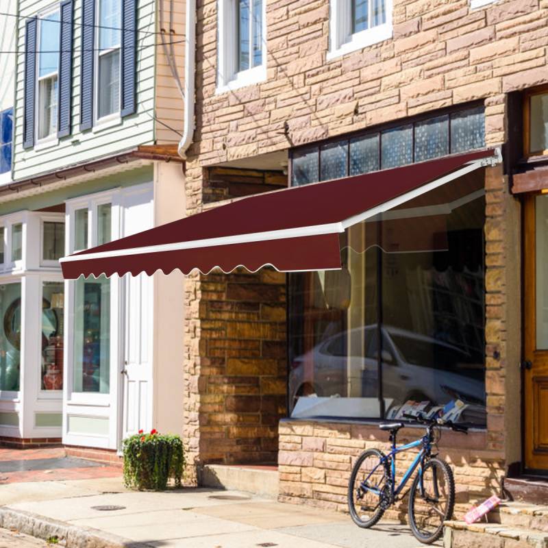 Markise mit kurbel Einziehbare Markise Aluminium Terrassen Sonnenschutz 3 x 2,5 m-Weinrot von Costway