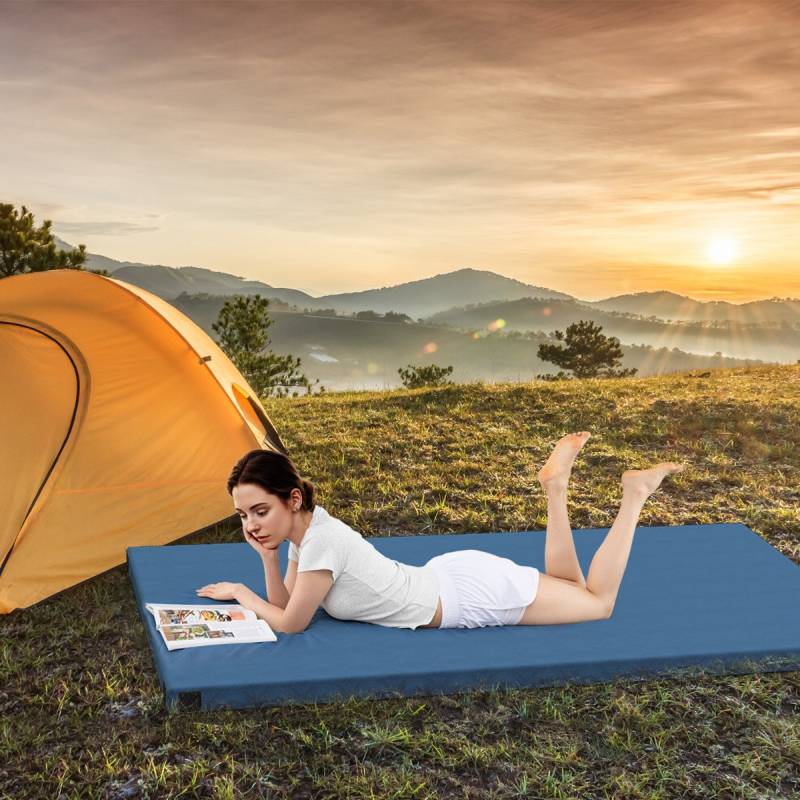 Memory-Schaum Camping Matratze aufrollbare Campingmatte mit wasserdichter Beschichtung 188 x 97 x 6,5 cm Blau von Costway