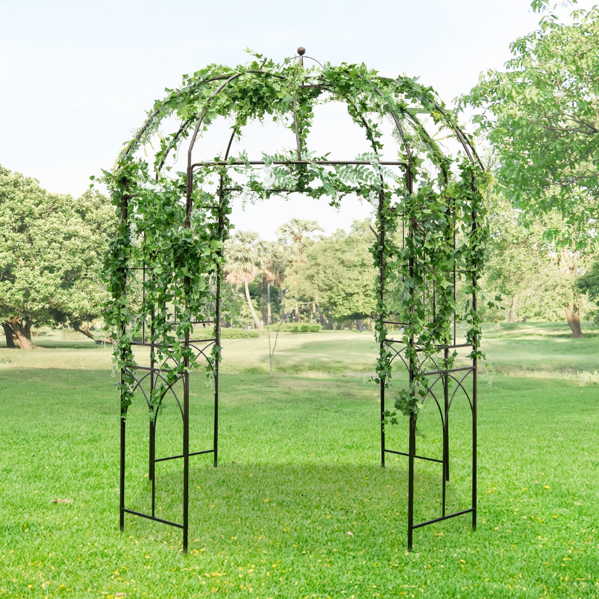 Metall Rosenbogen in Vogelkäfigform Torbogen Rankhilfe Rankgitter Gartenbogen 211 x 256 cm von Costway