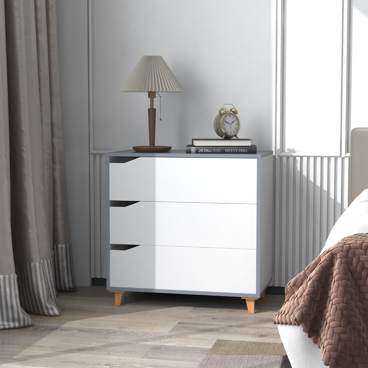 Moderne Kommode mit Schubladen Sideboard Schubladenschrank für Schlafzimmer & Garderobe Weiß von Costway