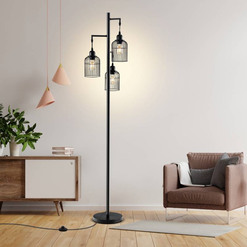 Moderne Stehlampe 169 cm industrielle Standleuchte mit 3 Lampenschirmen Fußschalter 25 x 169 cm Schwarz Moderne Stehlampe 169 cm industrielle Standleuchte mit 3 Lampenschirmen Fußschalter 25 x 169 cm Schwarz von Costway