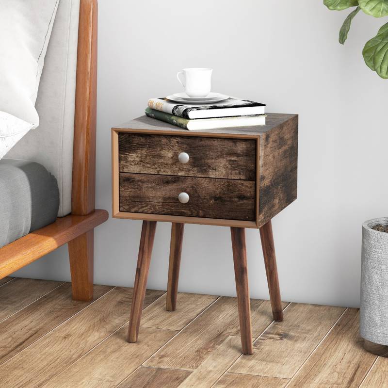 Multifunktionaler Nachtschrank mit Stauraum Nachttisch aus Holz 40 x 40 x 59,5 cm Braun von Costway