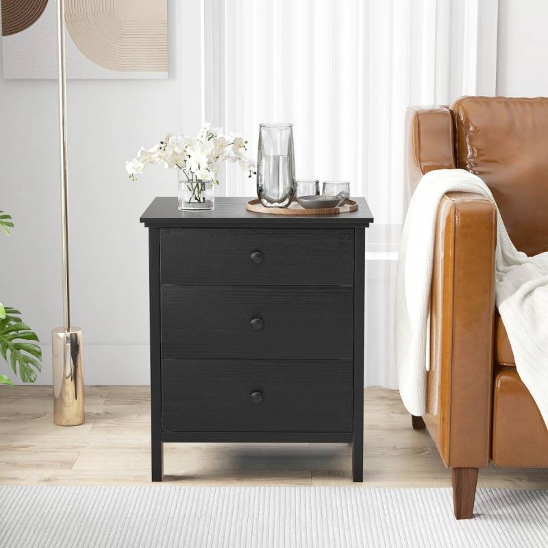 Nachttisch mit 3 Schubladen Nachtschrank für Boxspringbett 56 x 45 x 66 cm Schwarz Nachttisch mit 3 Schubladen Nachtschrank für Boxspringbett 56 x 45 x 66 cm Schwarz von Costway