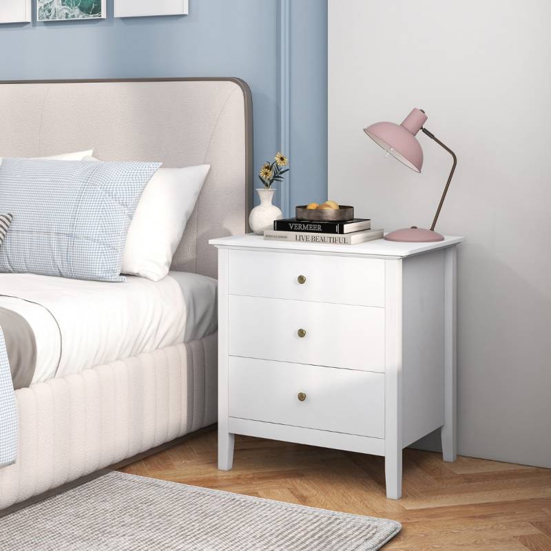Nachttisch mit 3 Schubladen Nachtschrank für Boxspringbett Nachtkommode Nachtkonsole von Costway