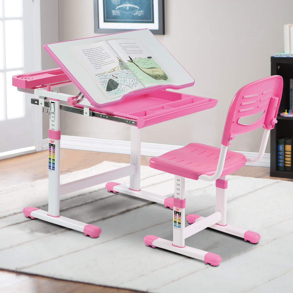Neigbares Kinderschreibtisch Schreibtisch Jugendschreibtisch-Rosa Neigbares Kinderschreibtisch Schreibtisch Jugendschreibtisch-Rosa von Costway