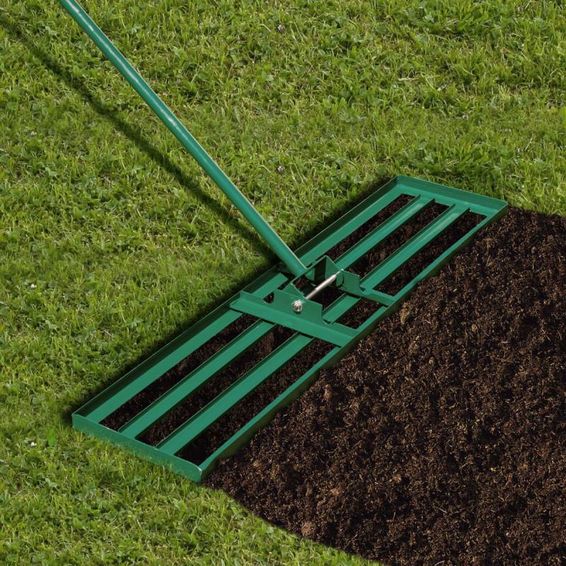 Nivellierrechen mit Ergonomischem Griff Robustes Rasenwerkzeug Levelingrake Flächenebner 106 x 25 cm Grün von Costway