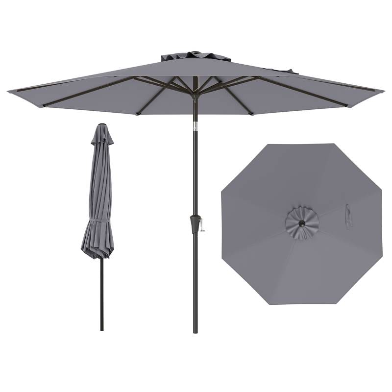 Ø303 cm Terrassenschirm mit Kurbel Beidseitig um 25° Knickbarer Gartenschirm Terrassenschirm Grau von Costway