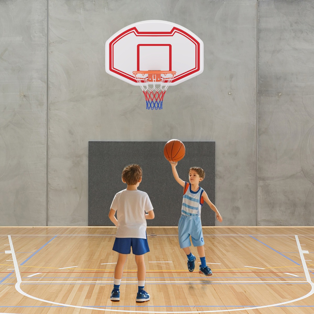 Ø45cm Basketballkorb Indoor Mini Basketball Korb mit Rückwand & Netz von Costway