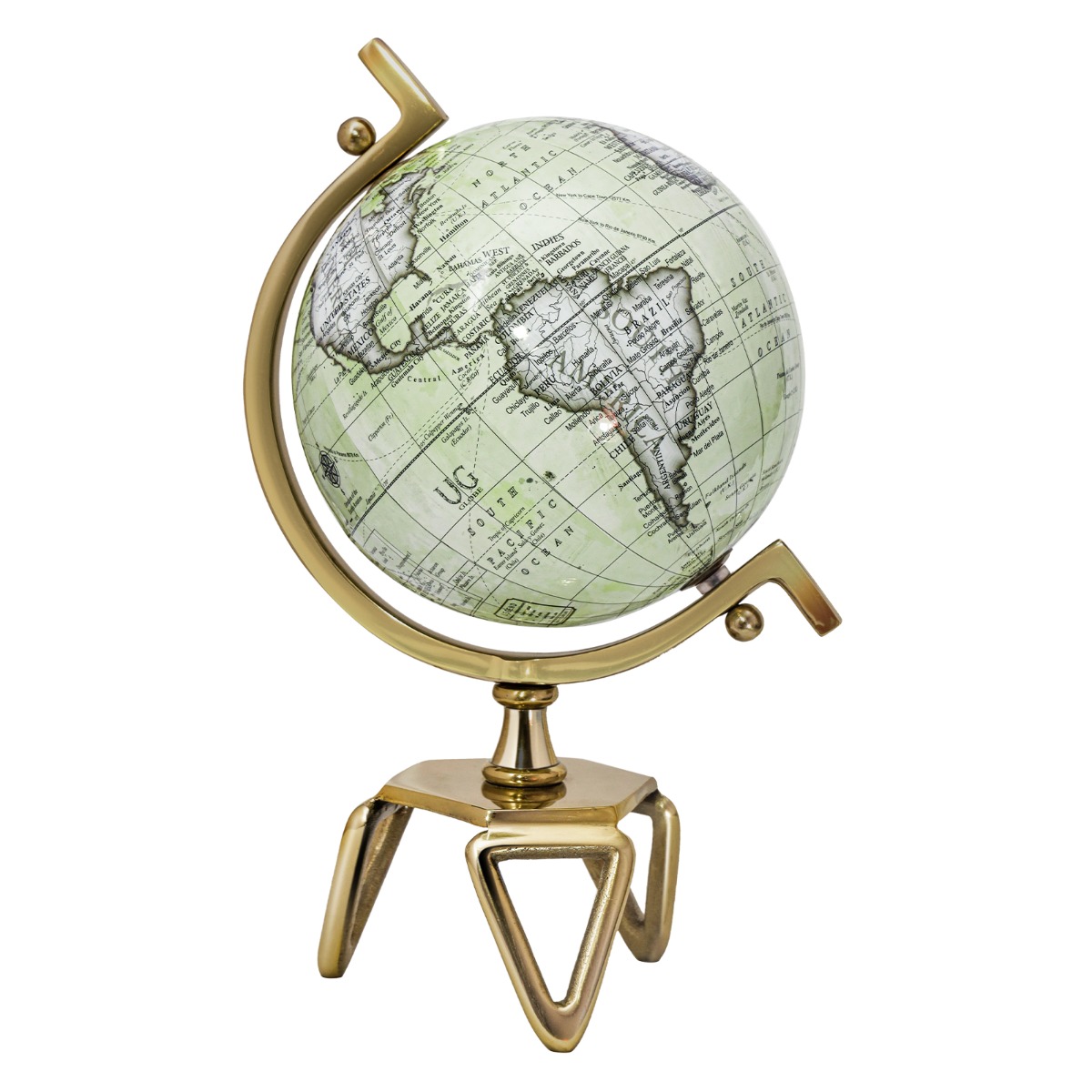 Ø 21 cm Antiker Globus mit Metallfuß Drehbarer Schülerglobus Geografische Weltkugel-Ø 21 cm von Costway