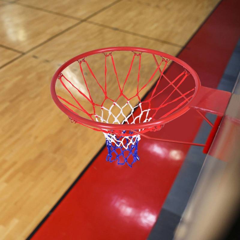 Ø 45 cm Basketball-Korb und Netz Basketballkorb mit Netz für In- und Outdoor Rot + Weiß + Blau von Costway