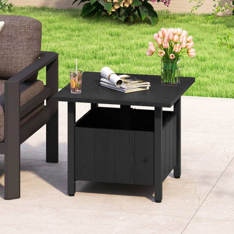 Outdoor Beistelltisch mit Ø48 cm Schirmloch Gartentisch mit 2 Sandsäcken Balkontisch von Costway