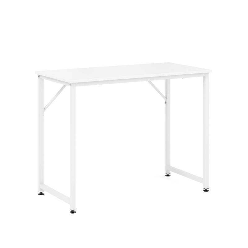 PC-Tisch mit Verstellbaren Fußpolstern Kompakter Computertisch Schreibtisch 100 x 50 x 77 cm Weiß von Costway