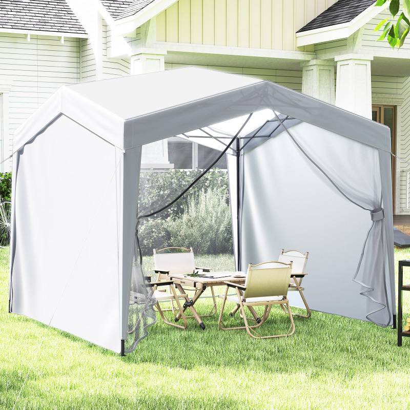 Pavillon 3x3 m Faltpavillon mit Rolltasche 8 Heringe & 4 Windseile Gartenpavillon Wasserdicht Stabil Winterfest (mit Moskitonetz) von Costway