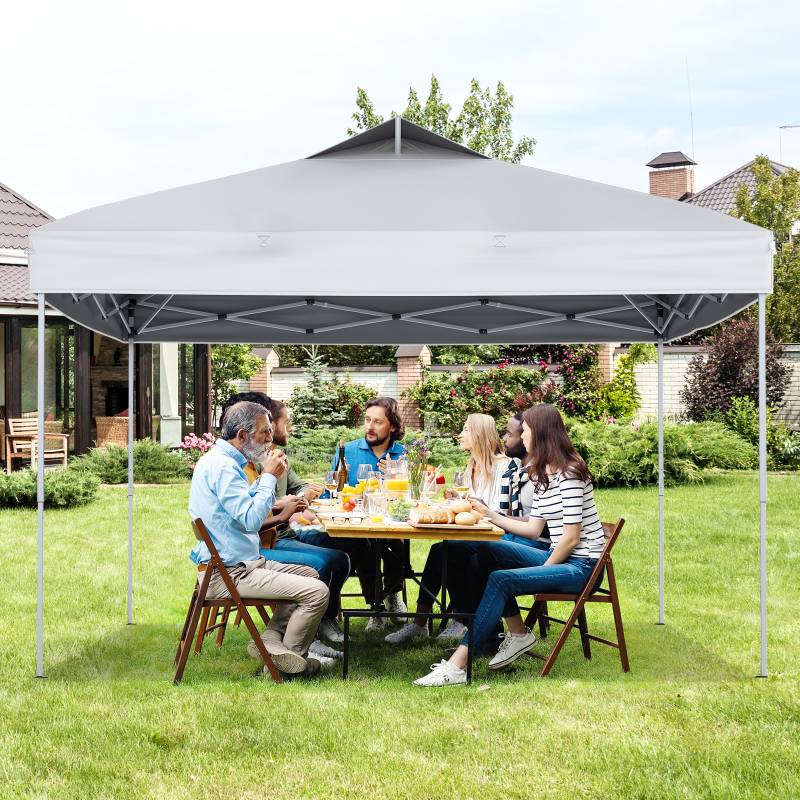 Pavillon 3x3m Faltpavillon wasserdicht stabil UV-Schutz 50+ Partyzelt Faltzelt Weiß von Costway