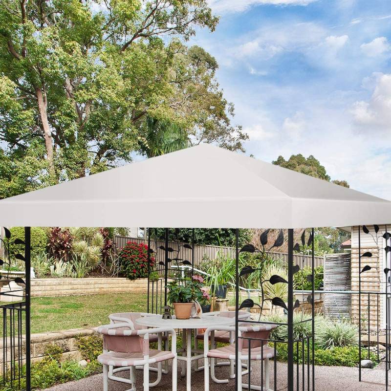 Pavillon-Ersatzdach Sonnenschutzabdeckung mit Klettverschlüssen 300 x 300 cm Beige von Costway