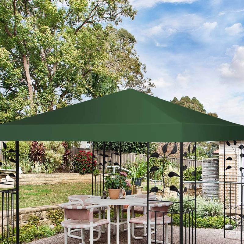 Pavillon-Ersatzdach Sonnenschutzabdeckung mit Klettverschlüssen 300 x 300 cm Dunkelgrün von Costway