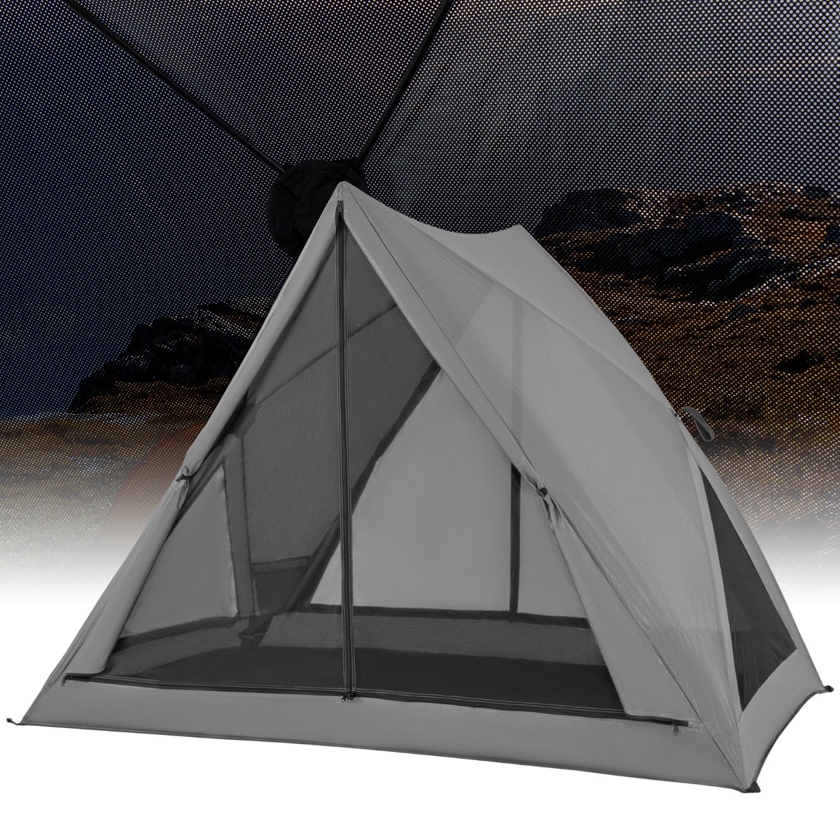 Pop Up Zelt für 2-3 Personen 360° einseitig durchsichtiges Familienzelt  225 x 145 x 161 cm Grau von Costway