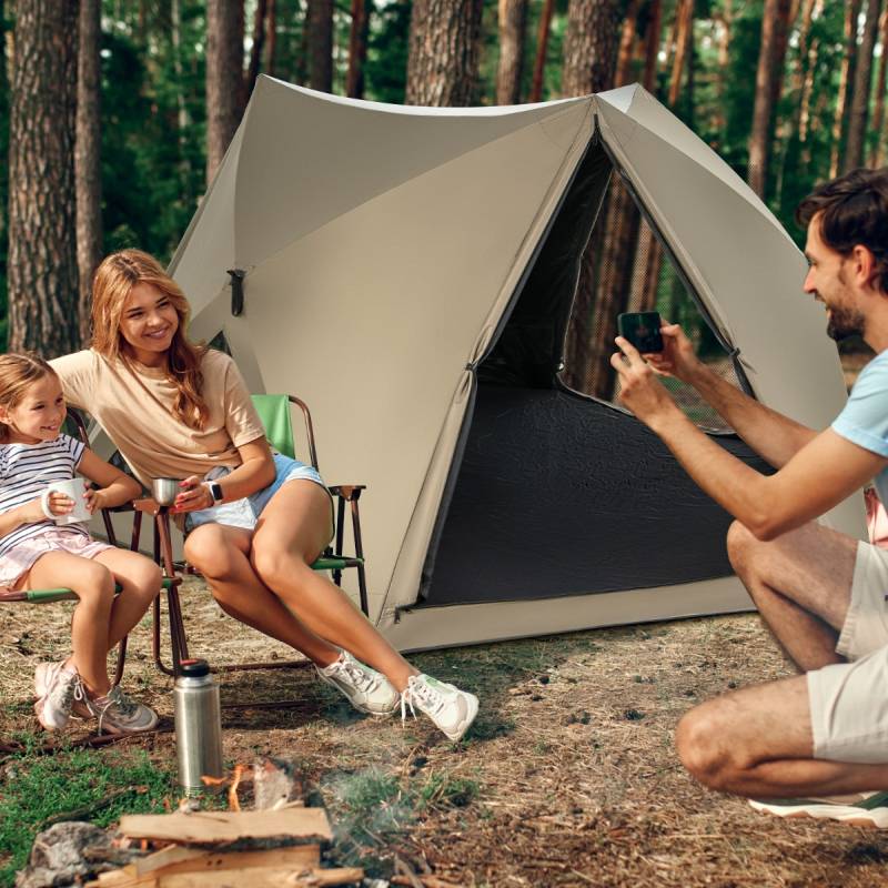 Pop Up Zelt für 4-6 Personen Campingzelt mit Überdachung wasserdicht Familienzelt 285 x 250 x 147 cm Olivgrün von Costway