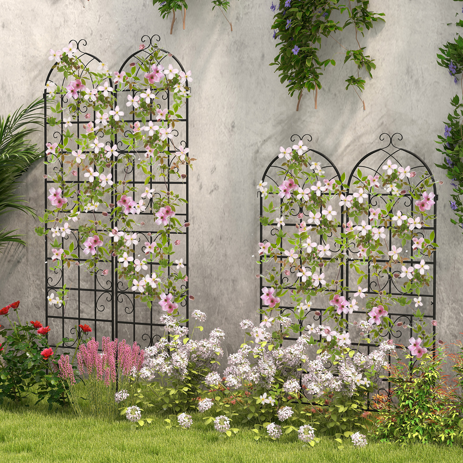 Rankgitter Metall 2er Set dekorativer Gartenzaun freistehende Rankhilfe Spalier Garten zum Stecken Schwarz 220 x 50 cm Rankgitter Metall 2er Set dekorativer Gartenzaun freistehende Rankhilfe Spalier Garten zum Stecken Schwarz 220 x 50 cm von Costway