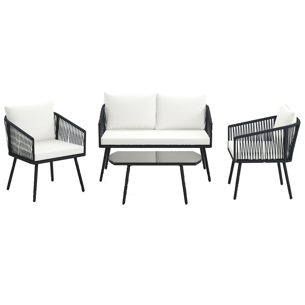 Rattan Gartenmöbel Set Balkonmöbel Set mit Sitz- und Rückenkissen Terrassenmöbel Rattan Gartenmöbel Set Balkonmöbel Set mit Sitz- und Rückenkissen Terrassenmöbel von Costway