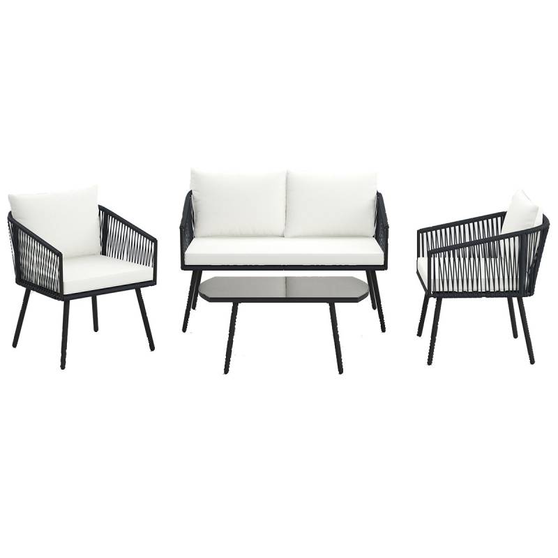 Rattan Gartenmöbel Set Balkonmöbel Set mit Sitz- und Rückenkissen Terrassenmöbel von Costway