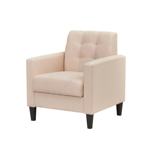Relaxsessel modern Fernsehsessel aus Samt im Mid-Century-Stil gepolsterter Sessel mit getufteter Rückenlehne Beige von Costway