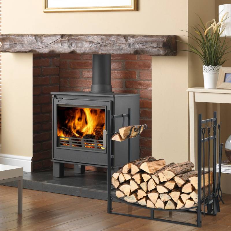 Robustes Metall-Brennholzgestell & Werkzeugset Brennholzhalter mit Schaufel 76x33x76cm Schwarz von Costway