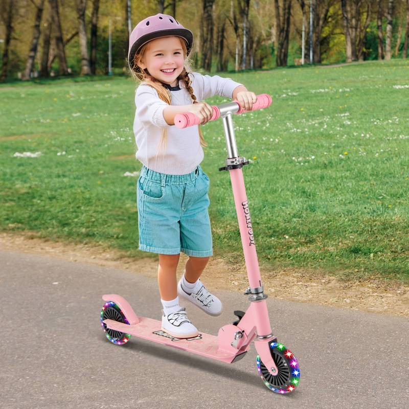 Roller Kinder klappbar Kinderroller mit LED-Räder Lenker Ständer & Tragegurt Scooter Rosa Roller Kinder klappbar Kinderroller mit LED-Räder Lenker Ständer & Tragegurt Scooter Rosa von Costway