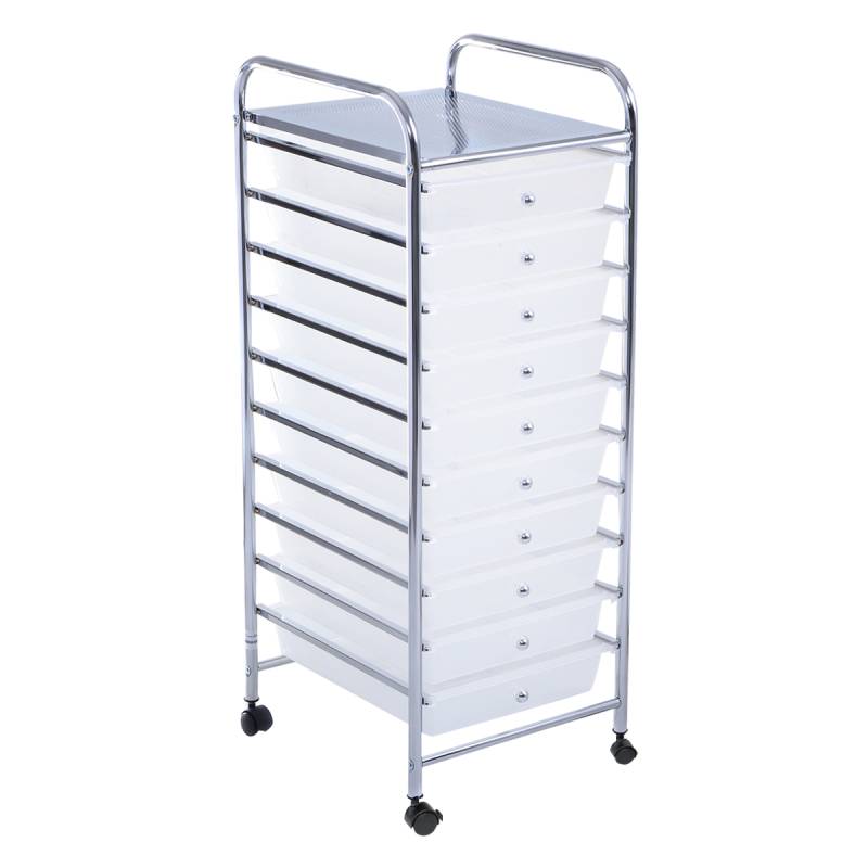 Rollwagen mit Schubladen Rollcontainer Badrollwagen Badtrolley mit 10 stapelbaren Schubladen-Transparent von Costway
