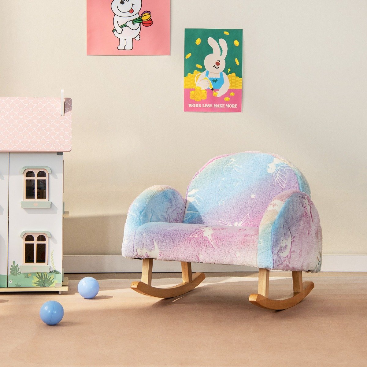 Schaukelstuhl Kinder Kindersofa im Dunkeln Leuchtend Kindersessel gepolstert aus Flanellstoff Schaukelstuhl Kinder Kindersofa im Dunkeln Leuchtend Kindersessel gepolstert aus Flanellstoff von Costway