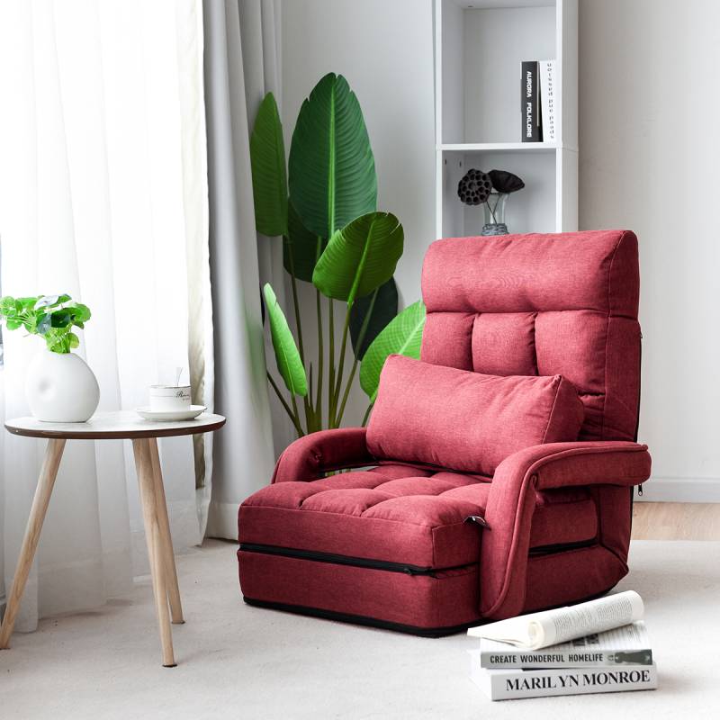 Schlafsofa Lazy Klappsofa Schlafsessel für Zuhause und Büro Rot von Costway