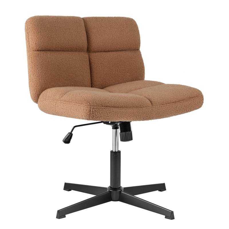 Schneidersitz Stuhl Drehstuhl ohne Armlehnen Schreibtischstuhl mit breiter Sitzfläche Braun von Costway