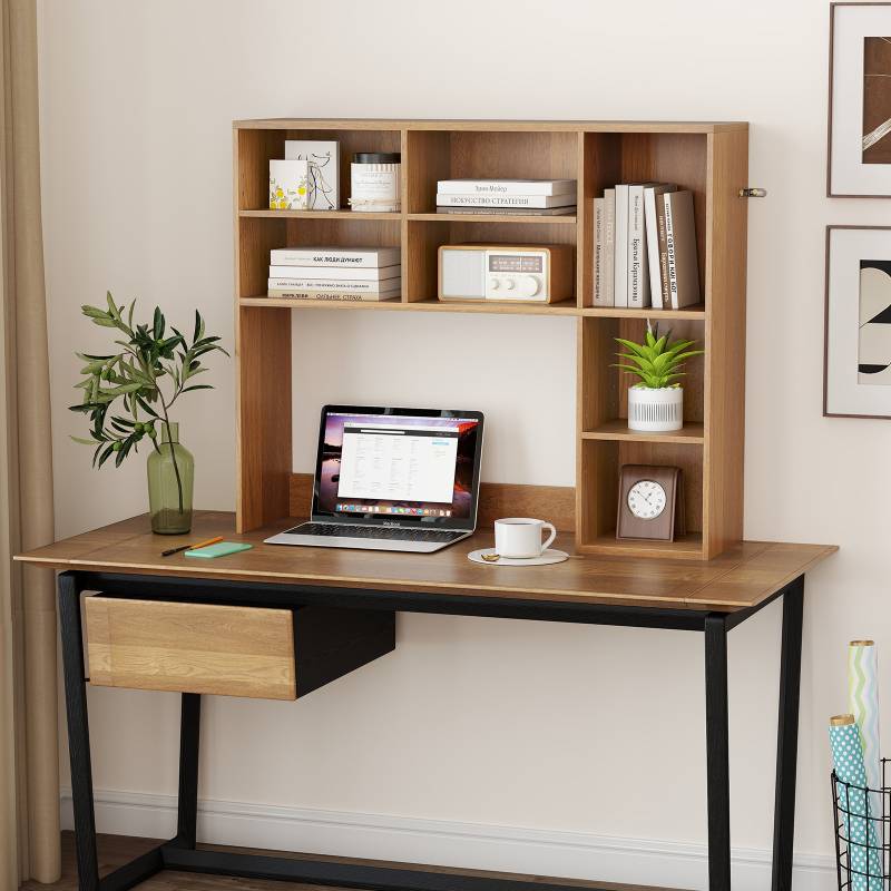 Schreibtischregal Tischregal mit 7 Fächern Schreibtisch Aufsatzregal für Monitore bis zu 27"  94 x 25 x 79 cm Natur von Costway