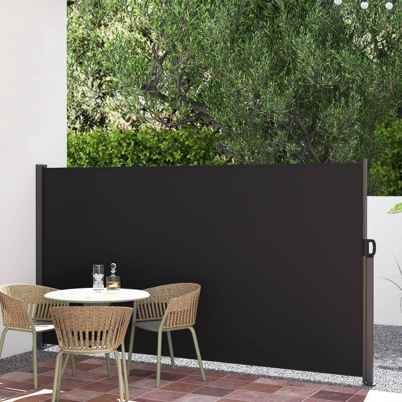 Seitenmarkise 300 x 18 x 160 cm Garten Sichtschutz Ausziehbar aus Aluminium Sonnenschutz Windschutz für Balkon von Costway