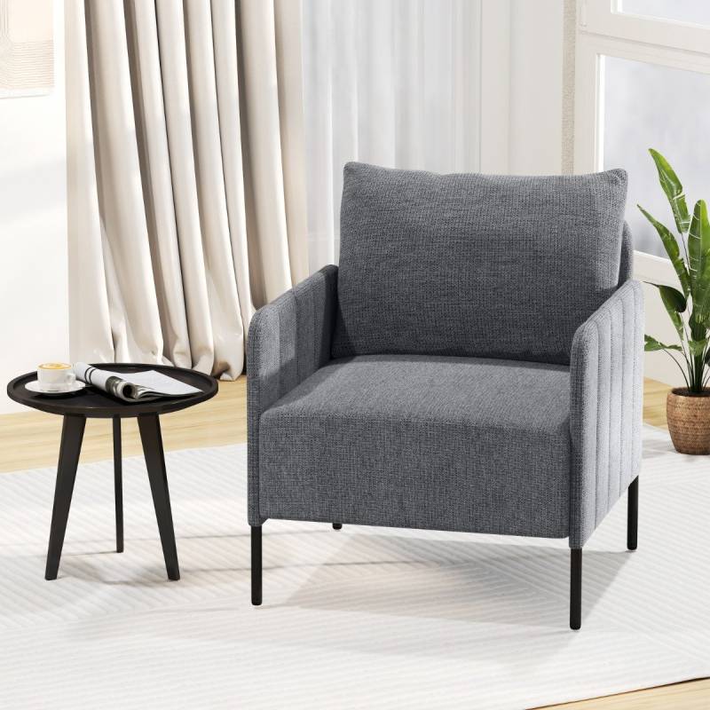 Sessel Wohnzimmer Einzelsofa mit Kissen Loungesessel mit Verstellbaren Fußpolstern 73 x 79 x 79 cm Grau von Costway