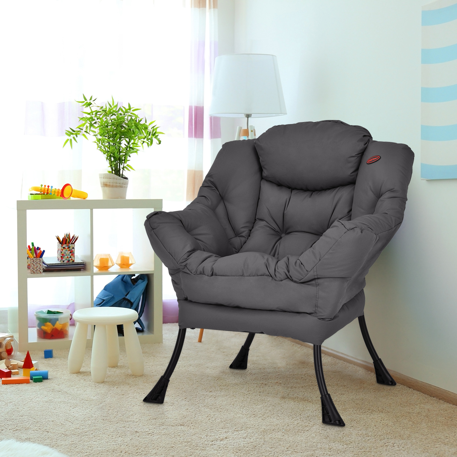 Sessel modern Relaxsessel mit Armlehnen & Seitentasche Freizeitsessel aus Polyestergewebe Ohrensessel für Wohnzimmer Grau Sessel modern Relaxsessel mit Armlehnen & Seitentasche Freizeitsessel aus Polyestergewebe Ohrensessel für Wohnzimmer Grau von Costway