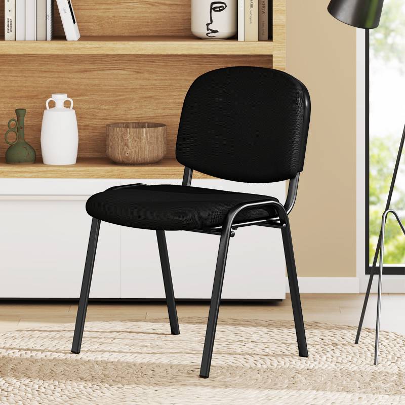 Set aus 5 Wartezimmerstühlen stapelbare Empfangs-Gäste-Stühle mit Wasserfall-Sitz Schwarz von Costway