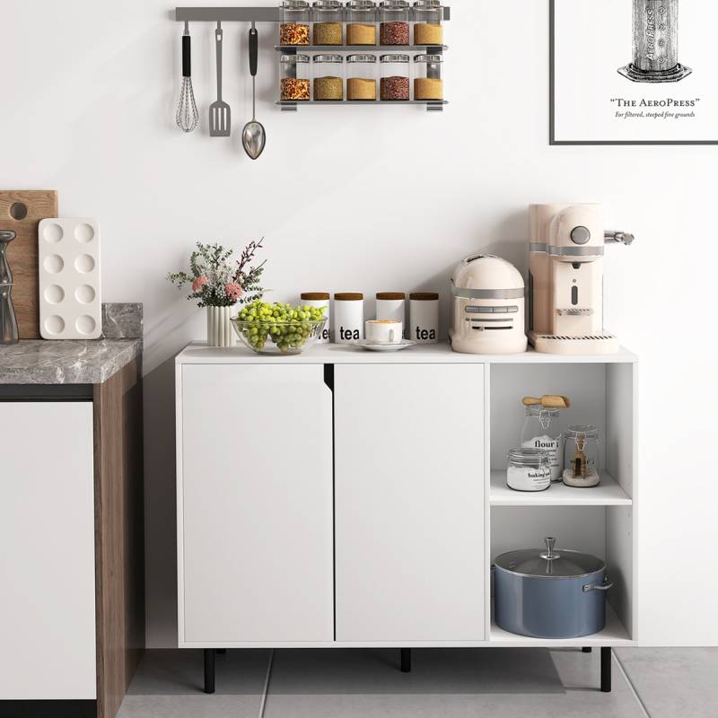 Sideboard mit 2 Türen & Verstellbaren Regalen Moderner Küchenschrank Buffet Schrank von Costway