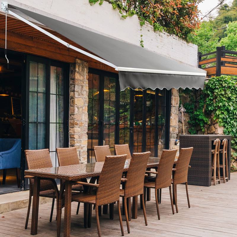 Sonnenschutz ausfahrbare Markise Aluminium Terrassen-Sonnenschutz 295 x 250 cm Grau von Costway