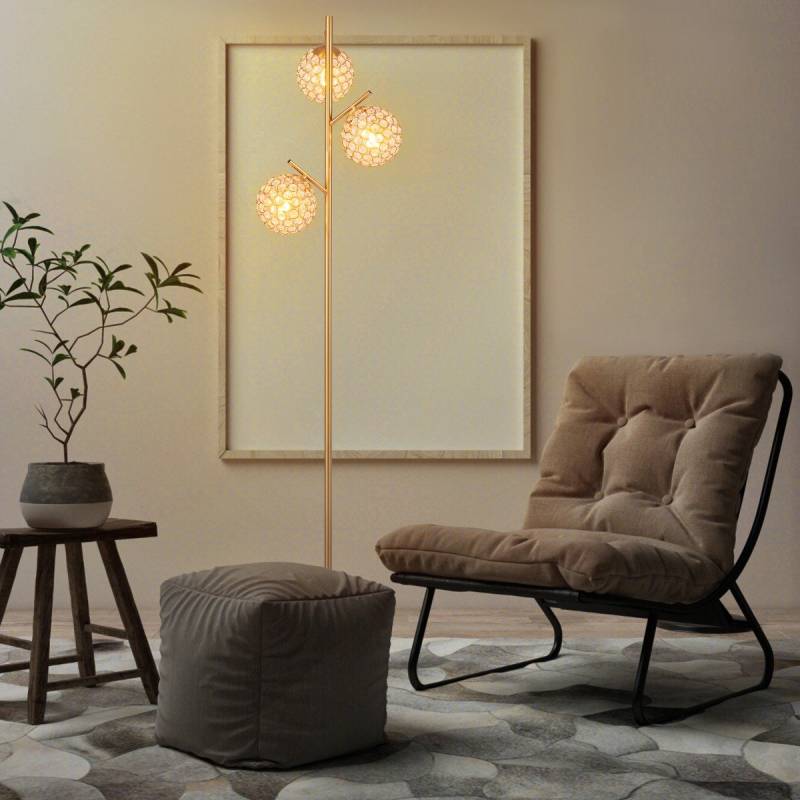Stehlampe mit 3 Lampenschirmen und Fußschalter freistehende Standlampe 169cm Baumlampe von Costway
