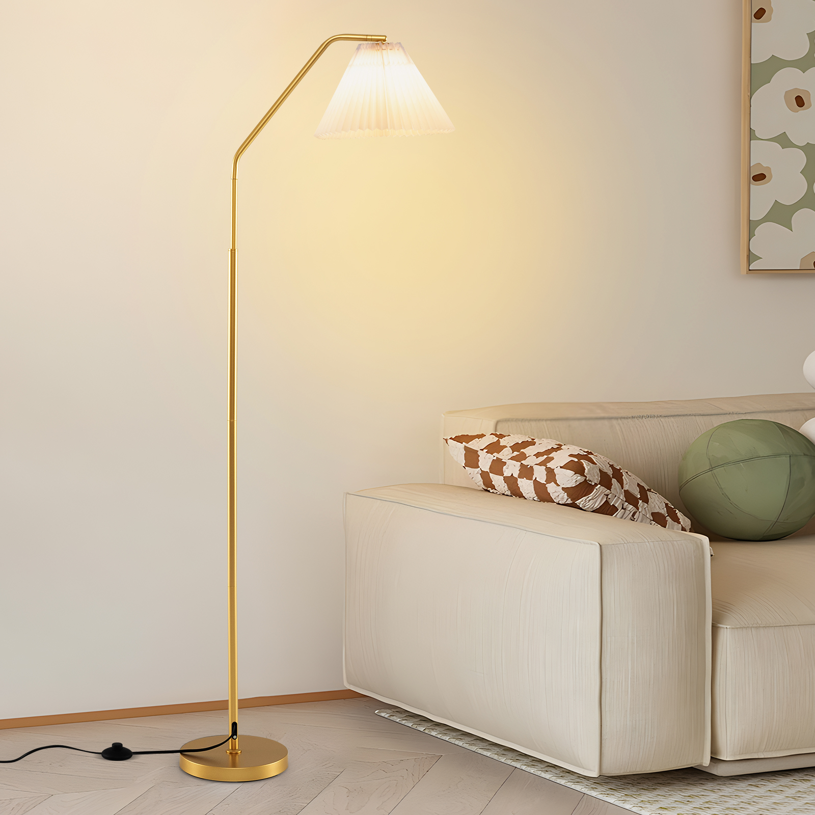 Stehleuchte Wohnzimmer 168cm E27 Fassung Bogenlampe mit verstellbarem Lampenkopf gold Stehleuchte Wohnzimmer 168cm E27 Fassung Bogenlampe mit verstellbarem Lampenkopf gold von Costway